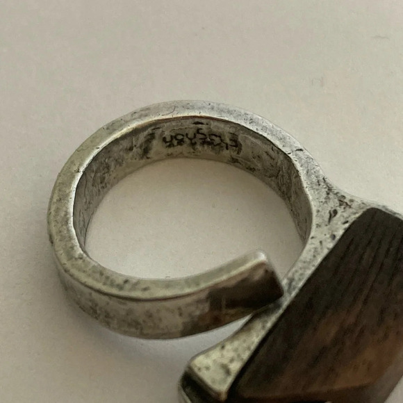 Anne Marie Chagnon Solid Pewter Ring Wood Ring - Picture 4 of 10
